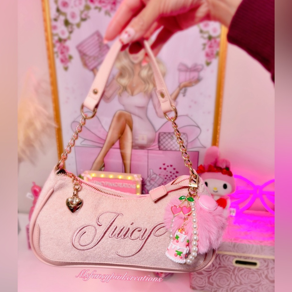 Handmade Cherries and Cake Purse Charm